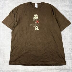VTG Kurt Cobain Shirt Mens 2XL Brown Nirvana Y2K Band 2005 Grunge Music